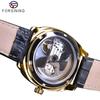 Forsining Official Exclusive Sale Golden Double Side Transparent Modern Design Men Watch Top  Luxury Automatic Wristwatches
