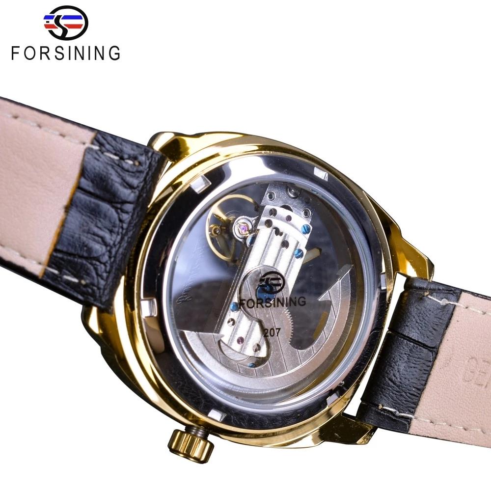 Forsining Official Exclusive Sale Golden Double Side Transparent Modern Design Men Watch Top Luxury Automatic Wristwatches