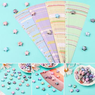 540 listů kresleného papíru s tištěným vzorem, vesmírná obloha, origami, šťastná hvězda, skládací papírové proužky, dárek pro děti
