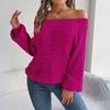Women's Casual Fashion Solid Color Hollow Neck Off-shoulder Long-sleeved Sweater