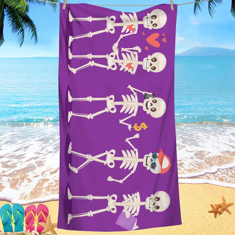 Creative cartoon skull digital-printed polyester Superfine fiber double-sided fleece Beach vacation bath towel, beach towel 70x140CM&1pc