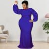Plus Size Women Long Sleeve Sequin Midi Dress Elegant Office Wear Gray Blue Burgundy Orange XL 2XL 3XL 4XL 5XL Collection