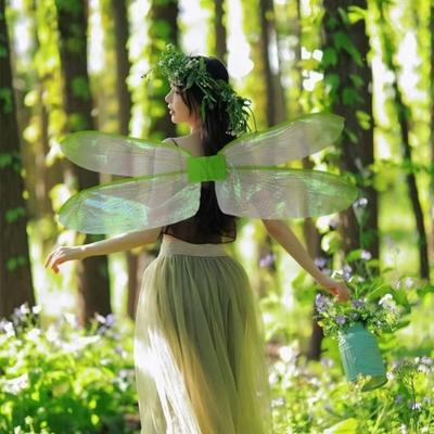 Bunte Fee Engel Flügel Damen Mädchen Bühnenfoto Libelle Schmetterlingsflügel Halloween Cosplay Geburtstag Karneval Maskenball
