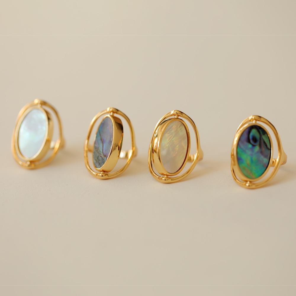 Parmak Takısı Geometrik Oval Yüzükler Paslanmaz Çelik Dönebilen Opal Yüzükler Çevrilebilir Yüzükler Hediyeler