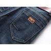 Original European And American Men'S Business Small Straight Tube Elastic Badge Denim Pants