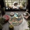 Flower Building,Round Area Rug,Carpet Rug for Living Room Bedroom Sofa Playroom Decor,Non-slip Floor Mat