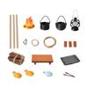 1/12 Camping Accessories With Cooking Utensil and Campfire Realistic Flame Effect For Miniature Scene Display Setting