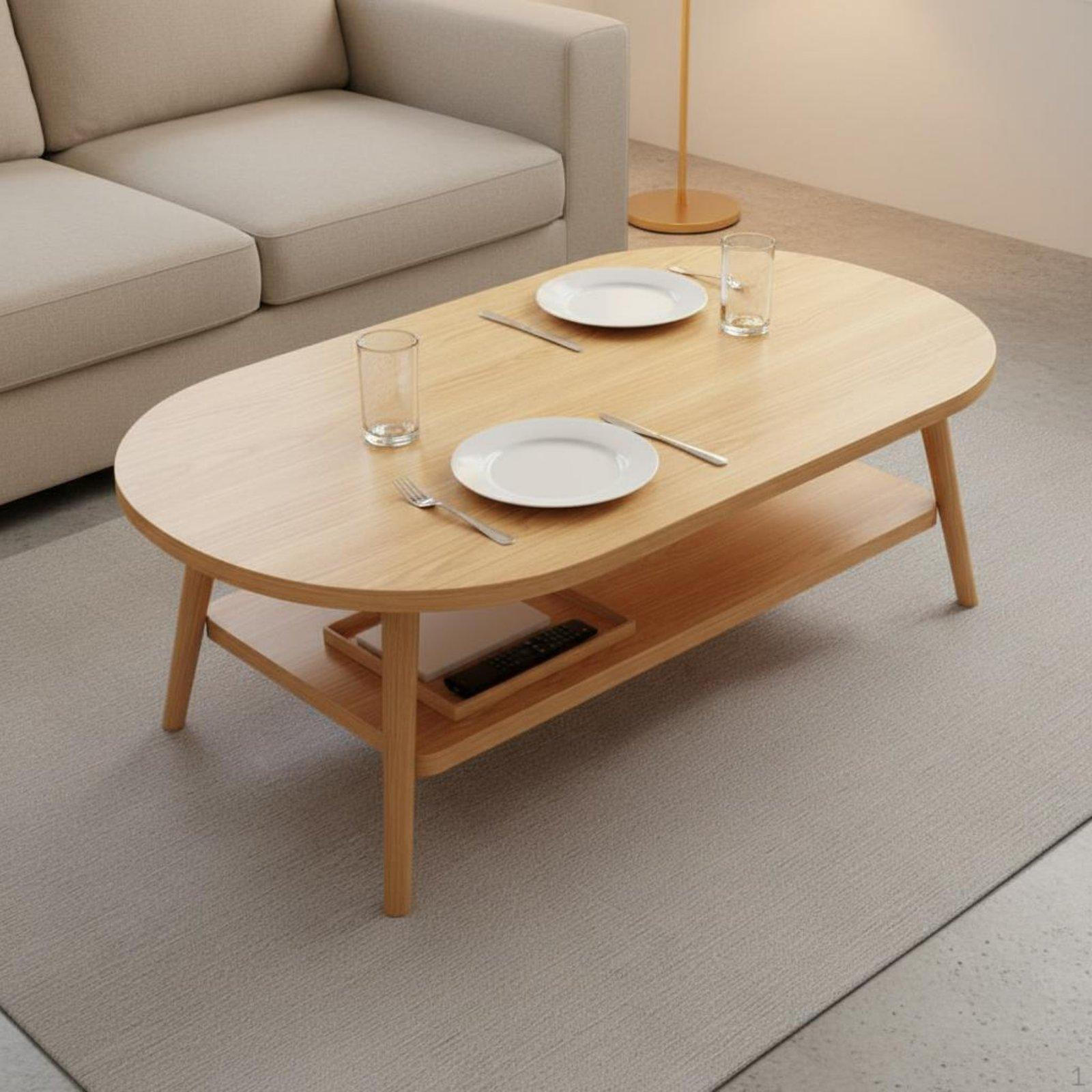 2Tier Elliptical Coffee Table Space Saving