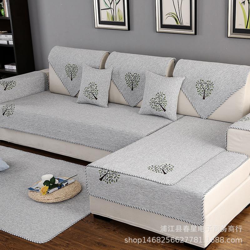 Hersteller Four Seasons Allgemeine Baumwoll- und Leinen-Sofakissen Modern Einfach Stoff Rutschfeste Sofabezüge Verdickte Europäische Sitzkissen