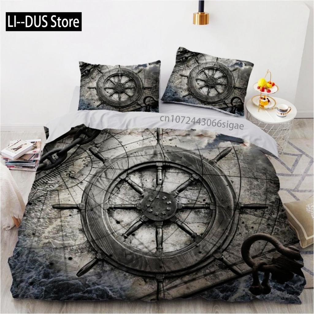 Anchor Bedding Set Fashion Duvet Cover Nautical Anchor Boat Pirate Quilt Cover For Women Men Kids Teens Boys Bedroom Decoration