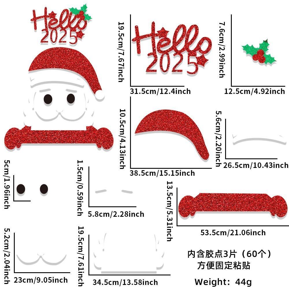 Adorable Christmas Door Decor Felt Cartoon Wall Stickers Featuring Reindeer Snowman And Santa Designs