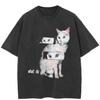 Feline Gaze Graphic T-Shirt Unisex Tops Tees Summer Short Sleeves Shirts