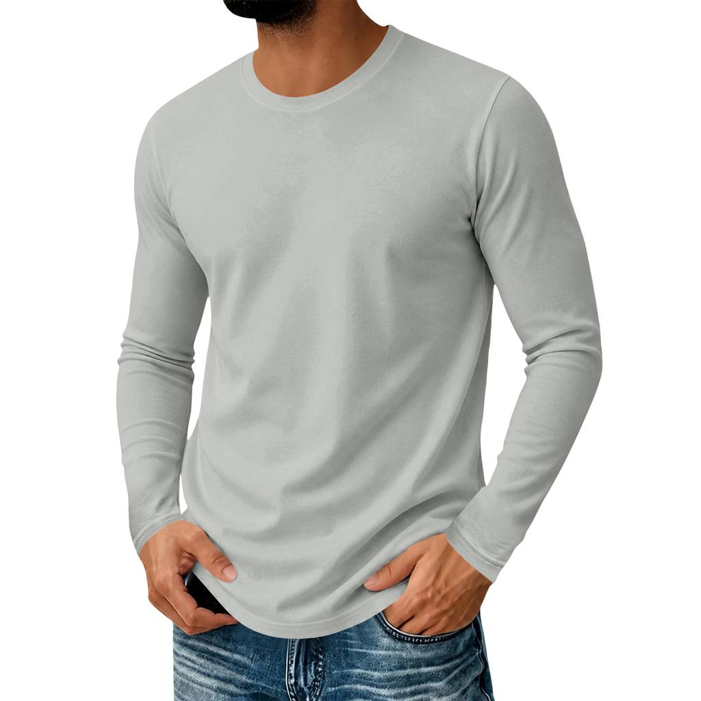 Men's Long Sleeve Round Neck Casual Top for Everyday Comfort and Relaxed Fit