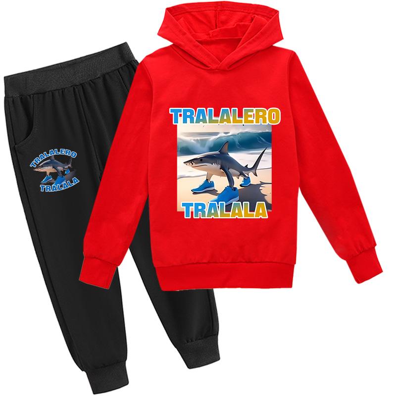 

Тралалеро Тралала забавный Мем Акула Детская одежда Толстовка+Брюки 2 предмета Комплект Малыши Мальчики Девочки Спортивный костюм Детские наряды 160