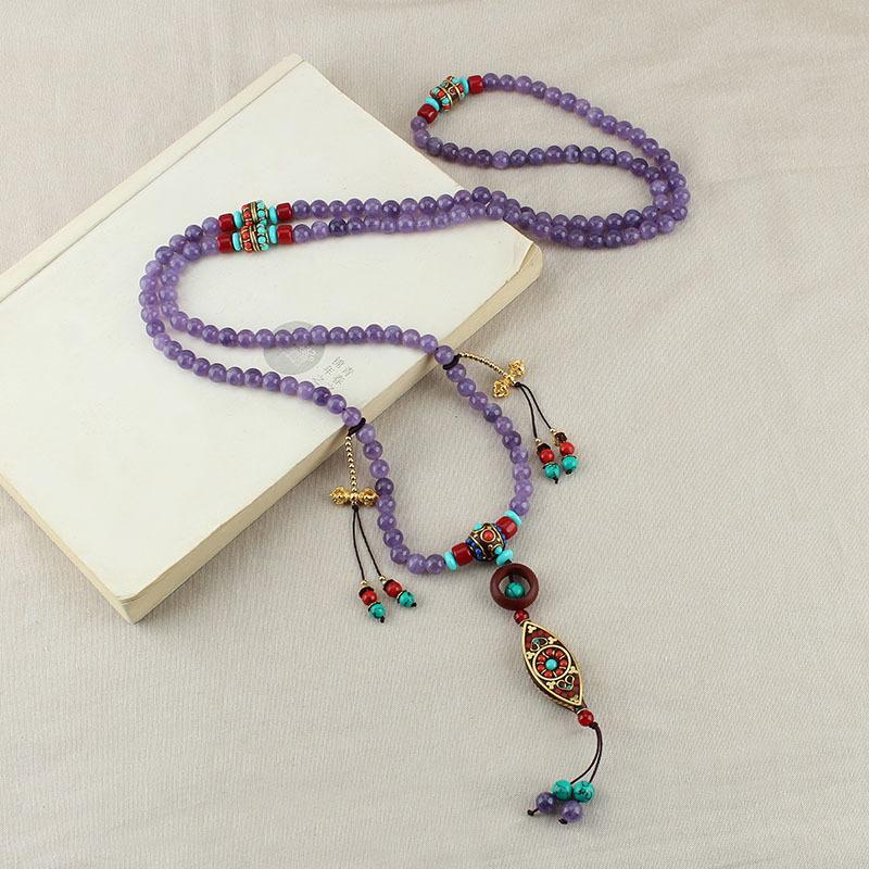 GEMCHIC Women s New Chinese Style Long Tassel Multi-Layer Necklace Ethnic Bohemian Crossbody Chain