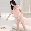 Pajamas Women'S Pure Cotton Short-Sleeved Shorts Student Cartoon Pullover Cotton Korean Version Women'S Loungewear