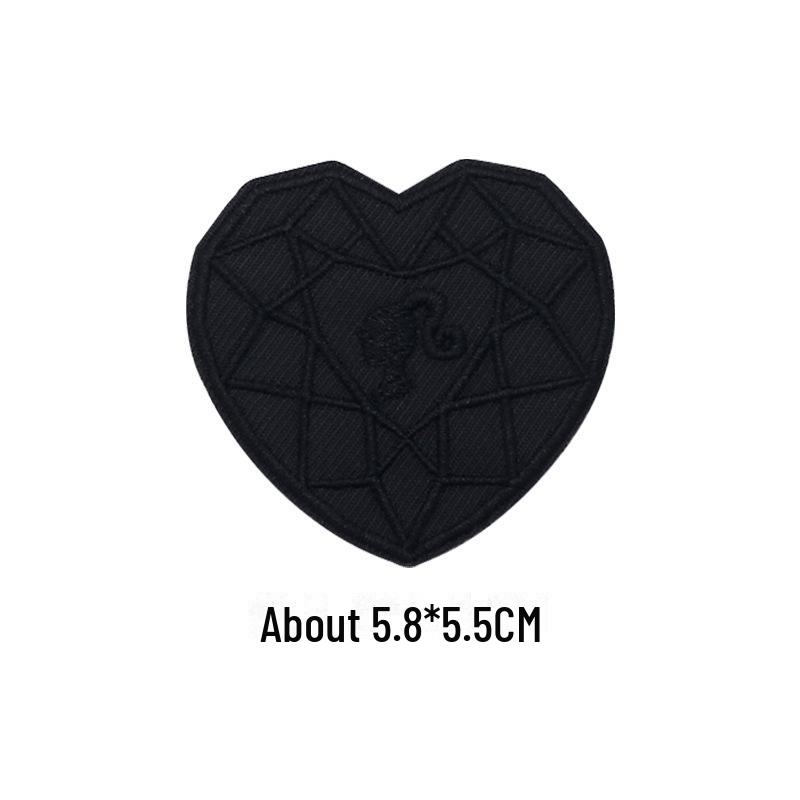 Black Self-Adhesive Embroidery Patch for DIY Clothes Repair and Decoration