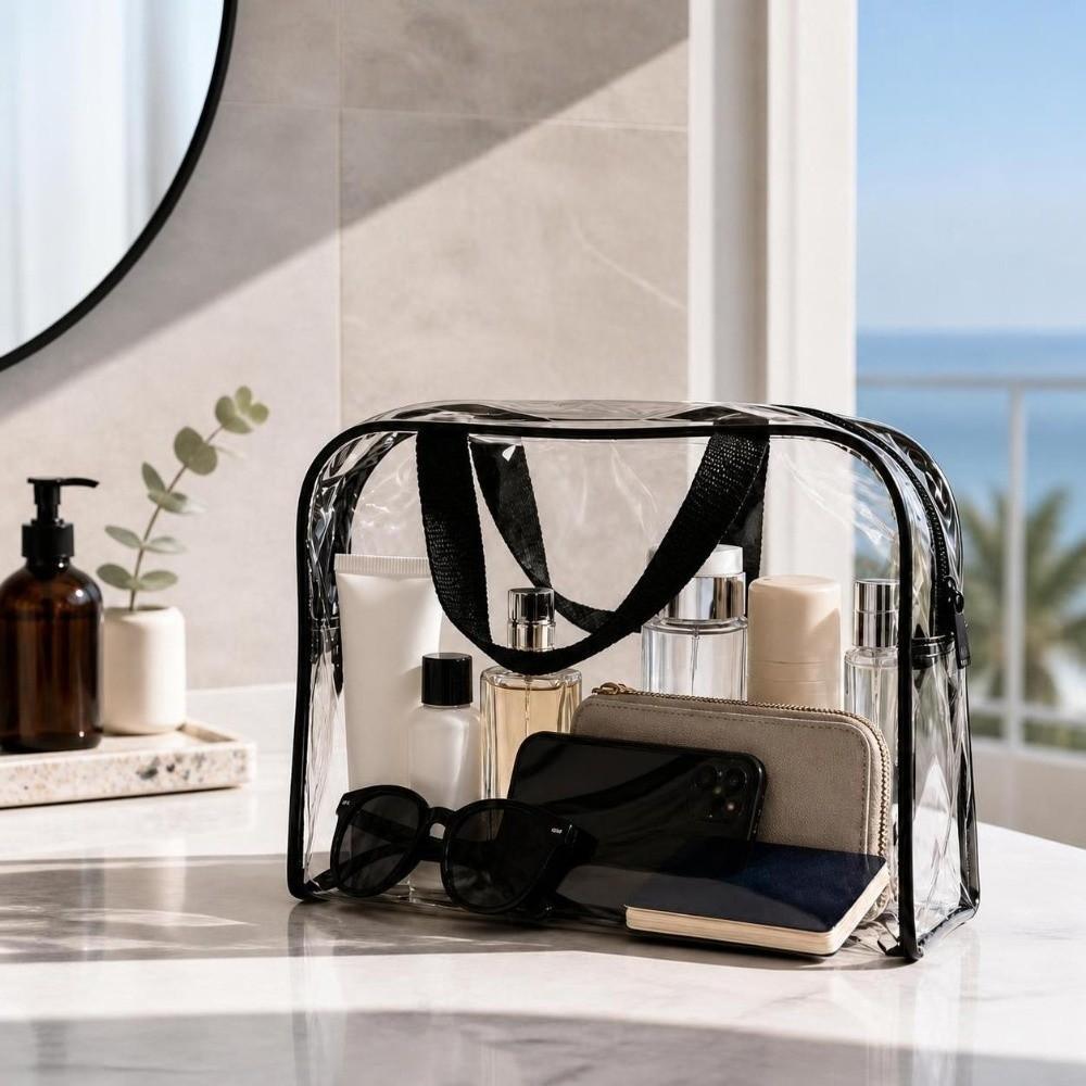 With Handle File Organizer Pouch Sturdy Zipper Transparent Handbag New Transparent Storage Bag