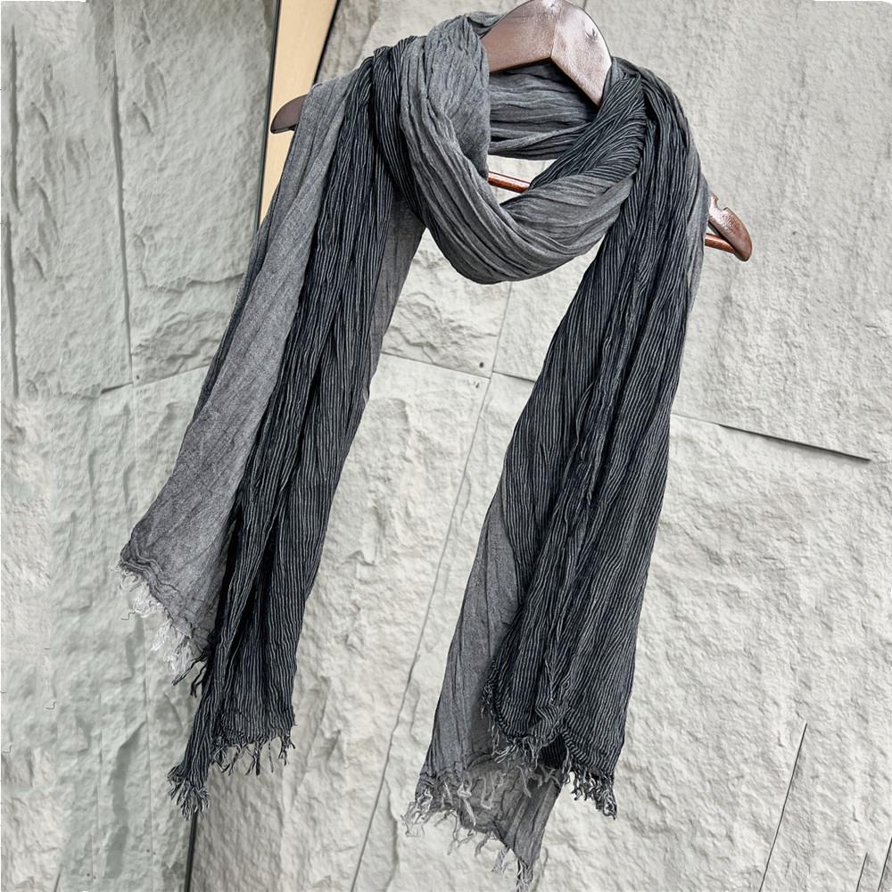 

Autumn Winter Washed Distressed Vintage Cotton Linen Scarf Man Woman Pleated Tassel Soft Comfortable Shawl Bufanda One Size