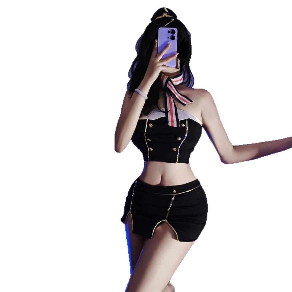 Sex Underwear Abstinence Temperament Stewardess Uniform Seductive Sexy Tube Top Skirt Teasing Hip Women