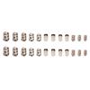 24 Pieces Medium and Long European Square Merad Cat's Eye Leopard Print French Pearl Diamond Autumn and Winter Temperament Nail Patch Diamond