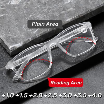 Dome Shaped Bifocal Reading Glasses For Men Ultra Light High-Definition Presbyopia Glasses Blue Light Blocking Eye Protection