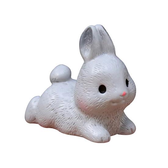 Mini Rabbit Figurine Resin Miniature Sitting Lying Bunny Statue Animal Collectible Sculpture Micro Landscape Dollhouse Decoration