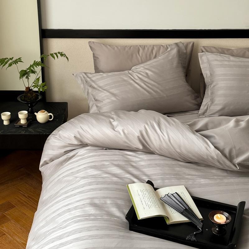 Class A Maternal Infant Grade High-End Long-Staple Cotton Cotton Jacquard 4-Pcs Set Pure Cotton Bed Sheet Quilt Cover Light Luxury Bedding 4