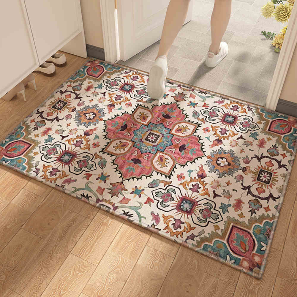 Vintage Bohemian Rug Lightweight Dirty Resistant Living Room Bedroom Rug No Care Sofa Bedside Rug Coffee Table Pad