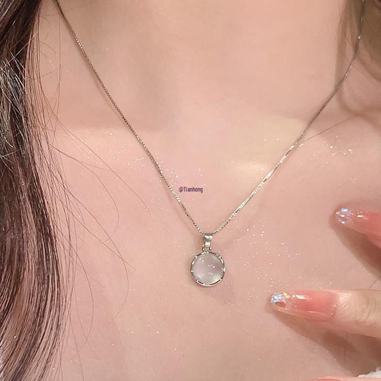 Kreis Katzenauge Schlüsselbeinkette: Damen Luxus Kristall Anhänger Schmuck Accessoire