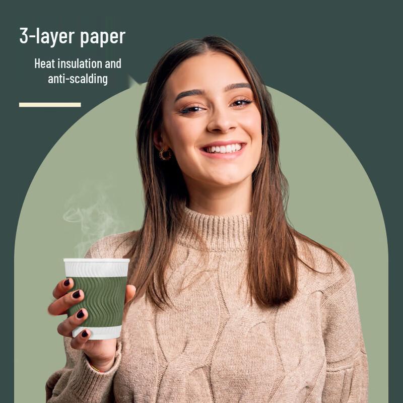 Deli 280ml Disposable Three-Layer Insulated Paper Cups