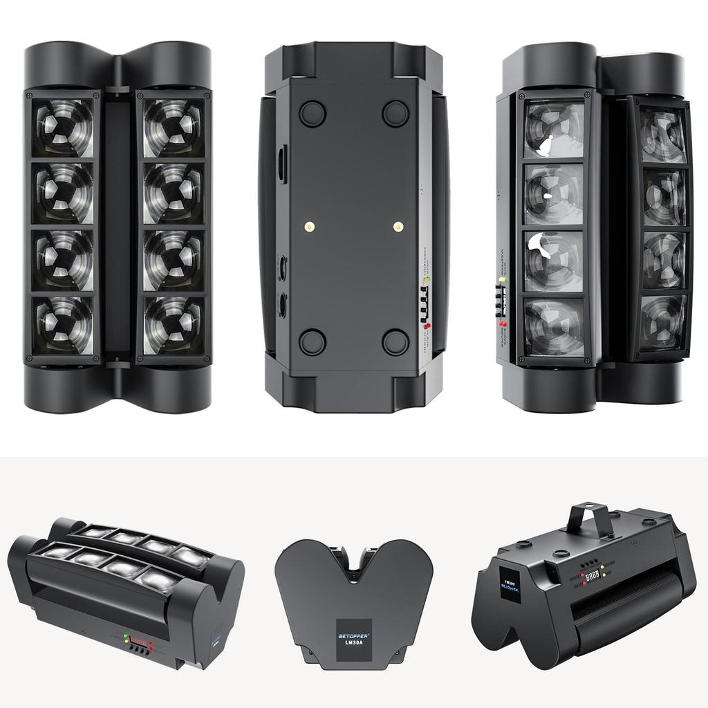 BETOPPER Moving Lights 8x3W RGBW LED Stage Lighting Disco Light Stage Light DMX512 7/13CH DJ Disco Light for Party Rotatable High Brightness Audio Syn