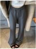 Women's Gray Low-Waist Flare Pants - 2025 Spring Drawstring Casual Slimming Straight Leg Trousers
