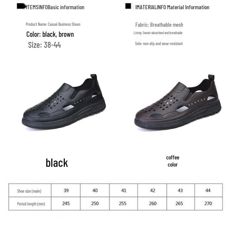 2025 Summer Men's Breathable Casual Beach Sandals - Hollow-out Outdoor Shoes
