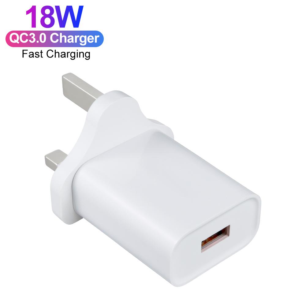 

UK Plug QC 3.0 USB Travel Fast Charger Wall Charger Mobile Phone Charger UK білий