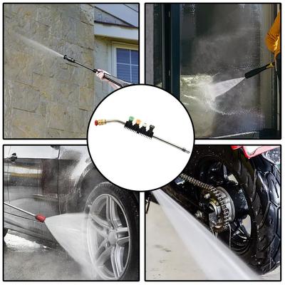 Extension Wand Pressure Washer Stainless Steel With Nozzle Holder Wood Crevices .30 Degree Curved Bar 5 Different Spray Patterns