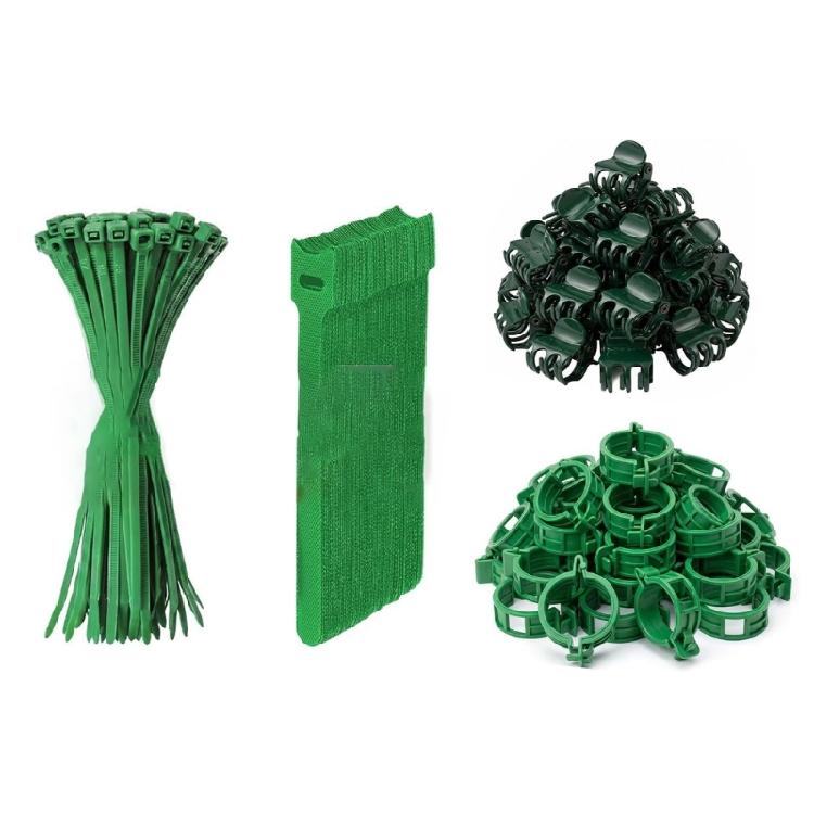 Plant Training Clip and Tie Set with Hook-and-Loop Bands, Plastic and Nylon Securing Pieces for Indoor Pot Care, Balcony Garden Care and Climbing