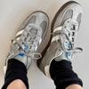 Retro style shoes striped lace-up casual women's shoes versatile leather splicing