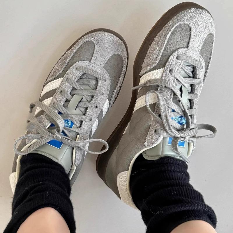 Retro style shoes striped lace-up casual women's shoes versatile leather splicing