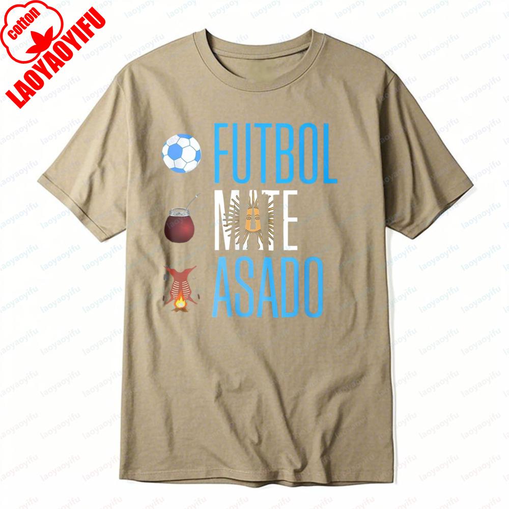 

Argentina Soccer Tops Mate Asado Design Cultural Fan Tee Vintage Classic Mens Clothing Breathable Sports Events Party T Shirt 3XL