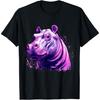 Hippopotamus Portrait Splash Colourful Artwork Savanna Hippo T-Shirt