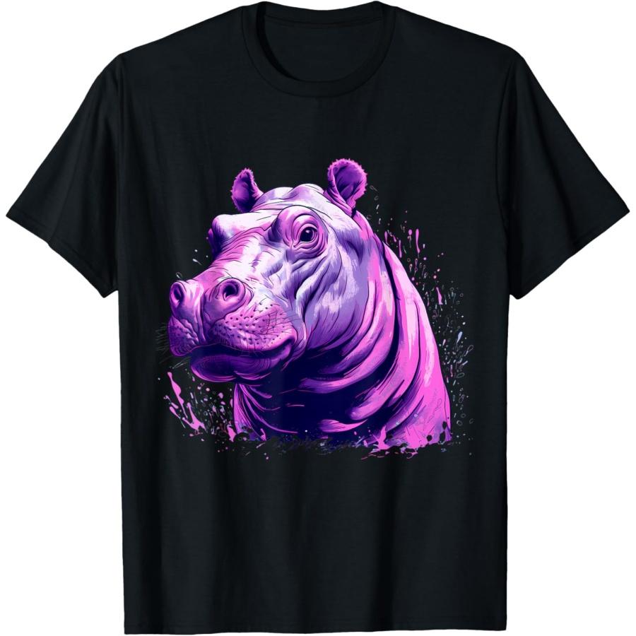 

Hippopotamus Portrait Splash Colourful Artwork Savanna Hippo T-Shirt XXXXXL чорний