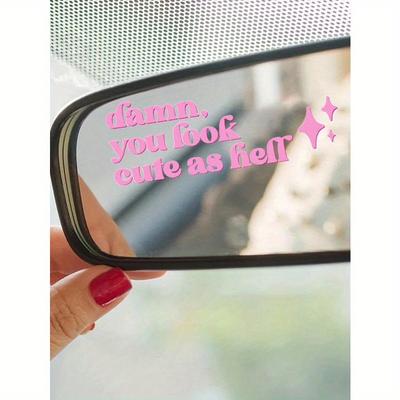 1pc Funny Texts Decorative Sticker for Car Rearview Mirrors