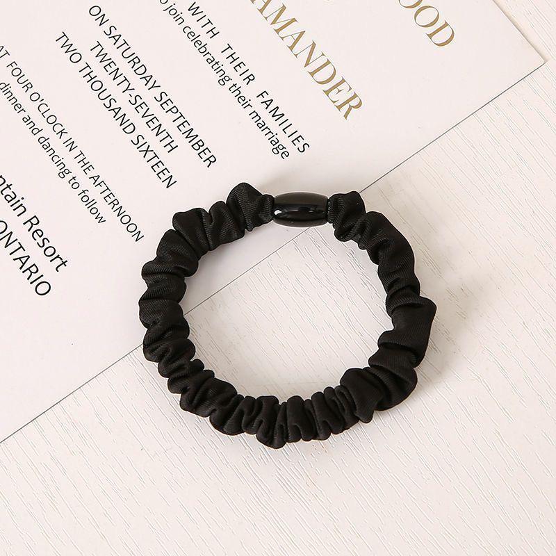 Korean Style High-End Oversized Black Satin Scrunchie - Versatile Elastic Hair Tie