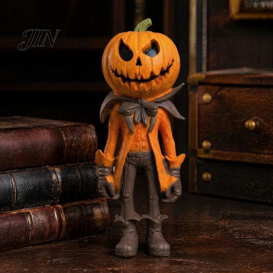 Halloween Pumpkin Man Figurine Figurine, Resin Figure, Classic Ghost Dark Retro Style Gift Set Face Desktop Ornament for Home Tabletop Decoration