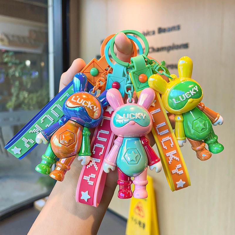 Trendy Lucky Rabbit Keychain Colorful Silicone Keyring For Birthdays And Celebrations