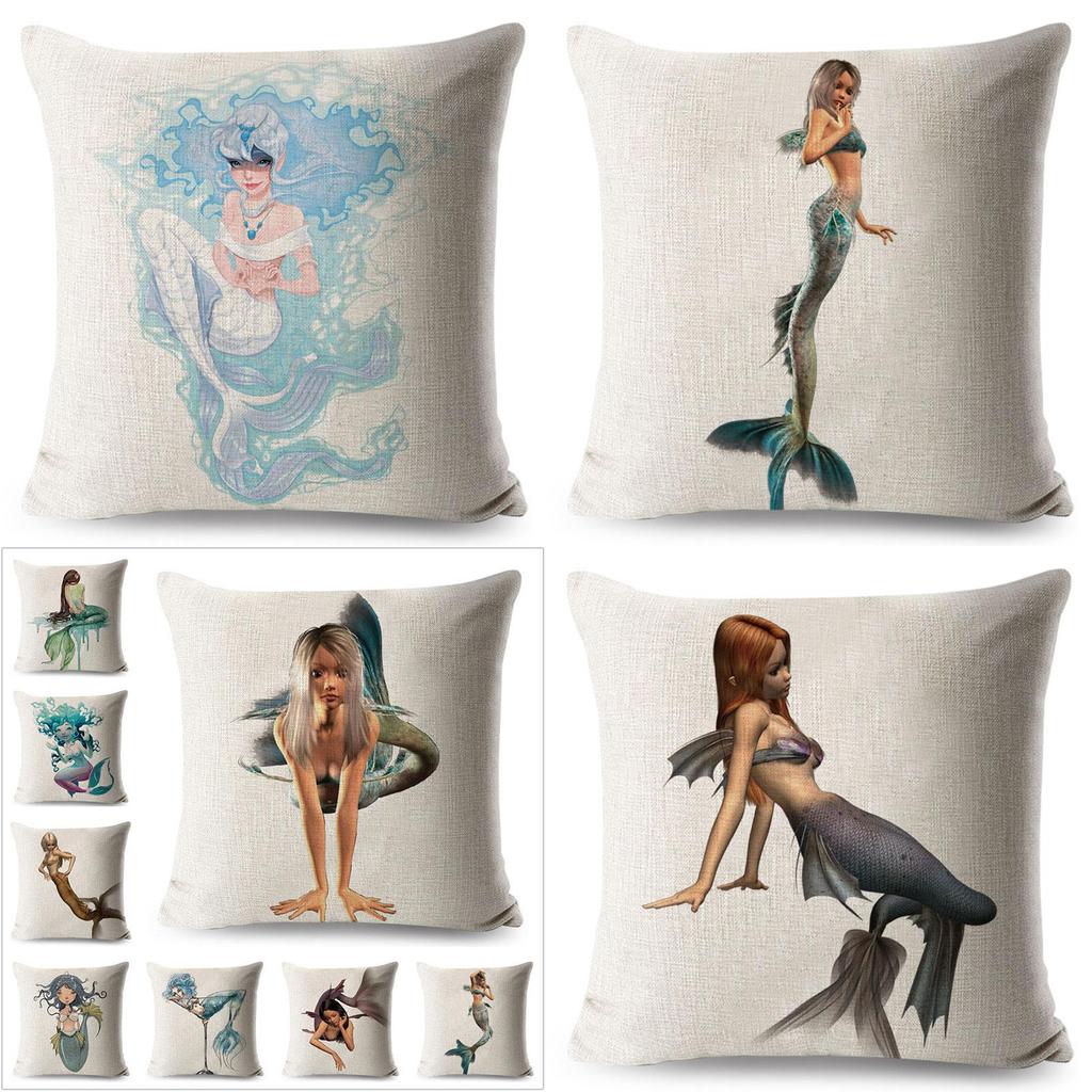 Luxurious Anime Cartoon Mermaid Pillow Cover For A Chic Sofa Living Square Pillow Case