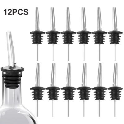 12 Pack Stainless Steel Bottle Pourers Tapered Spout Liquor Pourers