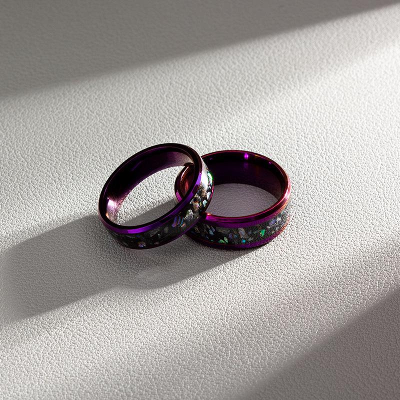 8/6mm Two-tone Purple-Blue Abalone Shell Men's Fashion Ring - Trendy Couple Jewelry