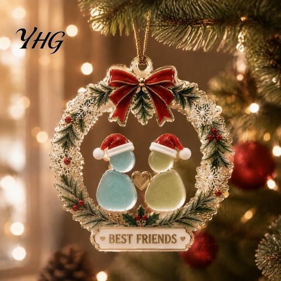 Party Supplies for Home Best Friends Christmas Wreath Pendant, Acrylic Hanging Ornament, Festive Atmosphere Decor Decorative Piece Holiday Decoration